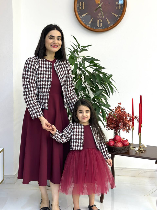 ست مادر و دختر کت و سارافون کرپ وارداتی مدل ویژه شب یلدا
